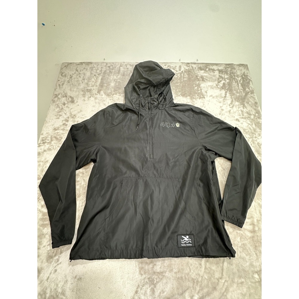 Teddy Swims Pullover Windbreaker Mens Size XL Black 1/4 Zip Long Sleeve 404 NWOT